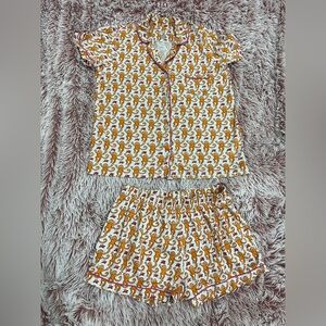 Roller Rabbit Orange and White Pajama Set Intimates Sleepwear